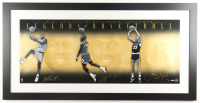 Michael Jordan, Magic Johnson & Larry Bird Signed LE "Legends of Basketball" Custom Framed Photo #484/500 (UDA & GOAT) at PristineAuction.com