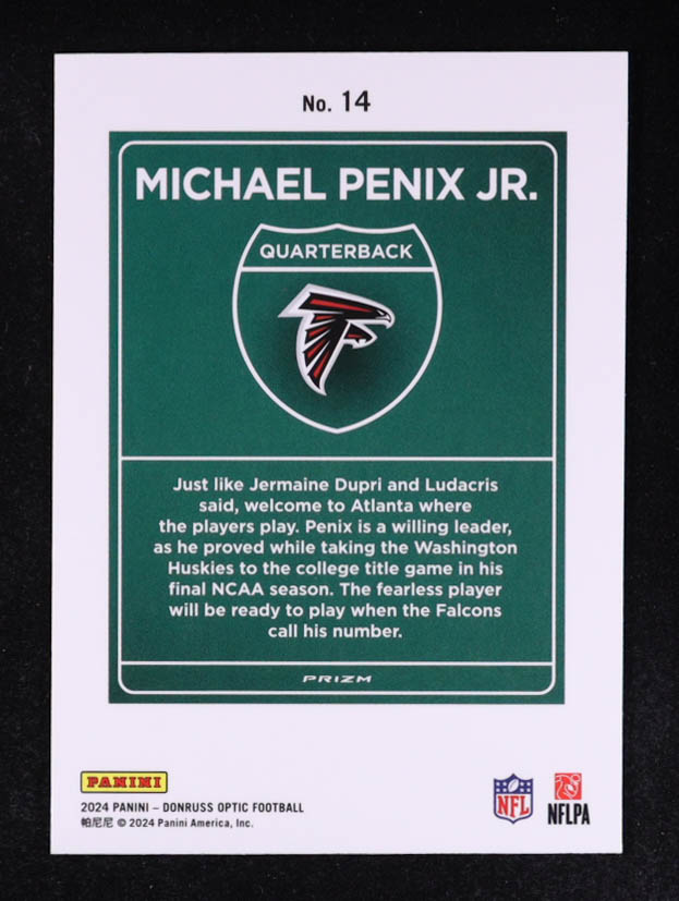 Michael Penix Jr. 2024 Donruss Optic Downtown #14 RC at PristineAuction.com Michael Penix Jr. 2024 Donruss Optic Downtown #14 RC at PristineAuction.com