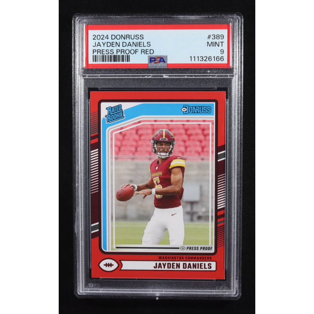 Jayden Daniels 2024 Donruss Press Proof Red #389 RR RC (PSA 9) at PristineAuction.com