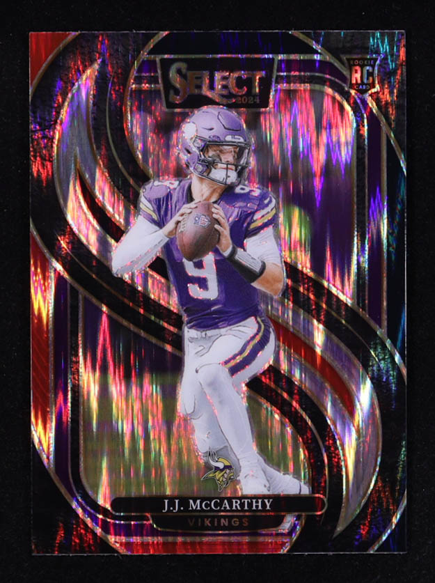 J.J. McCarthy 2024 Select Prizm Black and Red Shock #134 RC at PristineAuction.com J.J. McCarthy 2024 Select Prizm Black and Red Shock #134 RC at PristineAuction.com
