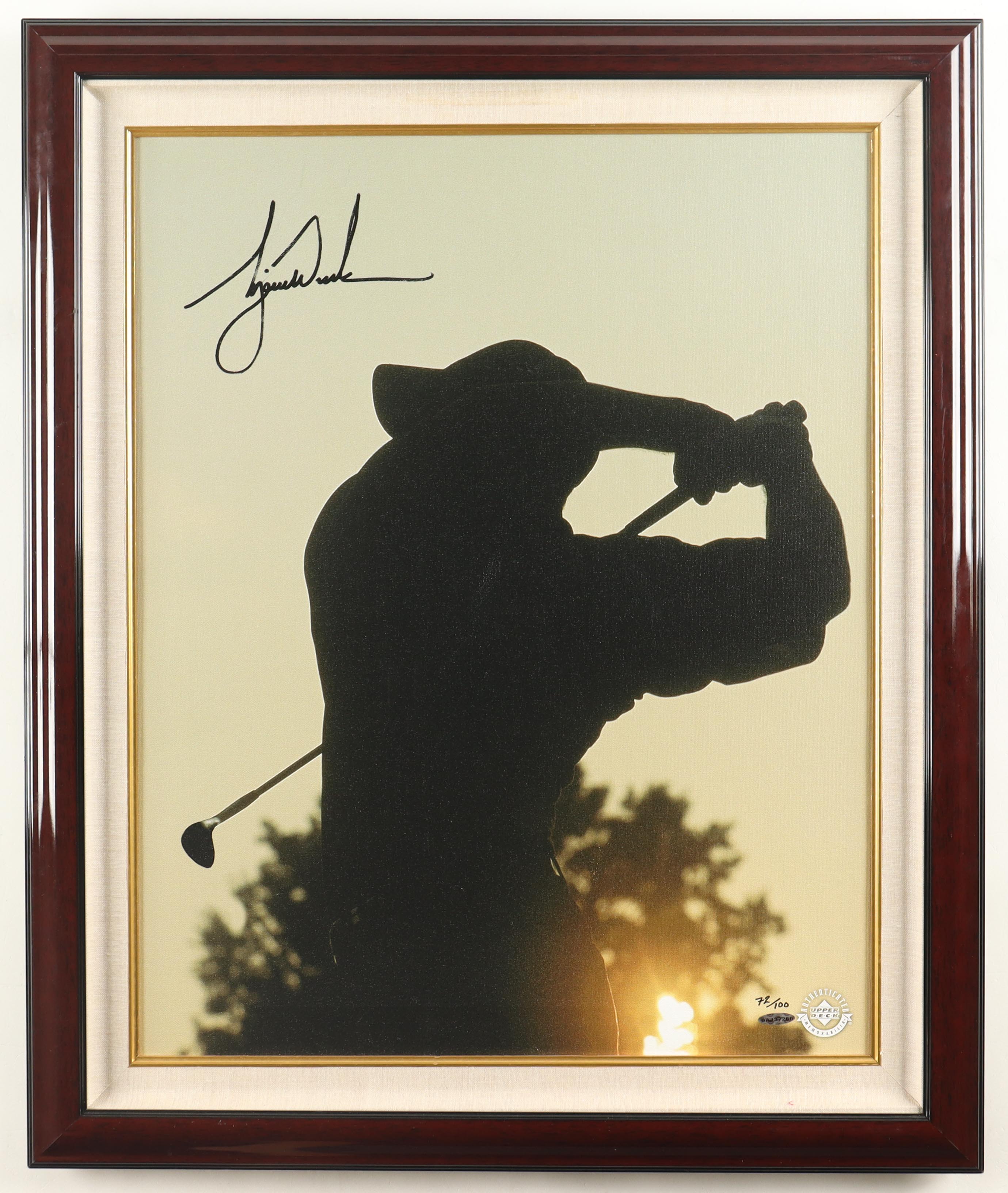 Tiger Woods Signed LE "Golf Swing Silhouette" Custom Framed Canvas Display #72/100 (UDA & JSA) at PristineAuction.com Tiger Woods Signed LE "Golf Swing Silhouette" Custom Framed Canvas Display #72/100 (UDA & JSA) at PristineAuction.com
