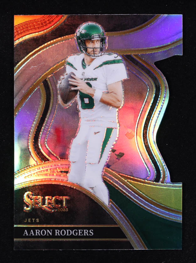 Aaron Rodgers 2023 Select Prizm Red and Yellow Die Cut #300 at PristineAuction.com Aaron Rodgers 2023 Select Prizm Red and Yellow Die Cut #300 at PristineAuction.com