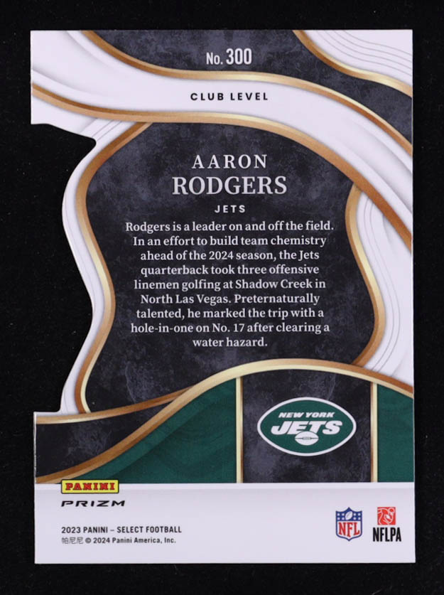 Aaron Rodgers 2023 Select Prizm Red and Yellow Die Cut #300 at PristineAuction.com Aaron Rodgers 2023 Select Prizm Red and Yellow Die Cut #300 at PristineAuction.com