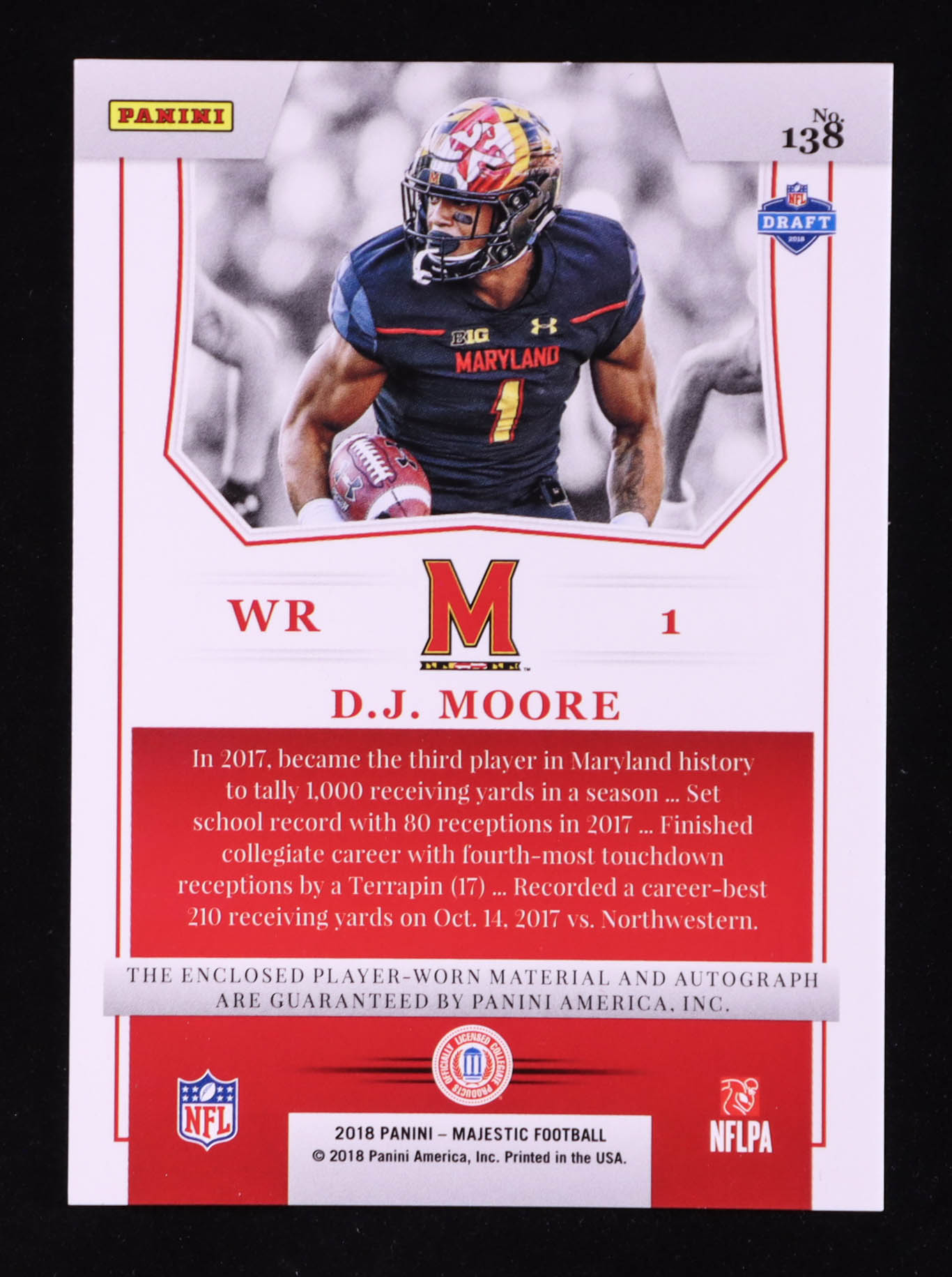 D.J. Moore 2018 Panini Majestic Jersey Autographs #138 RC #30/99 at PristineAuction.com D.J. Moore 2018 Panini Majestic Jersey Autographs #138 RC #30/99 at PristineAuction.com