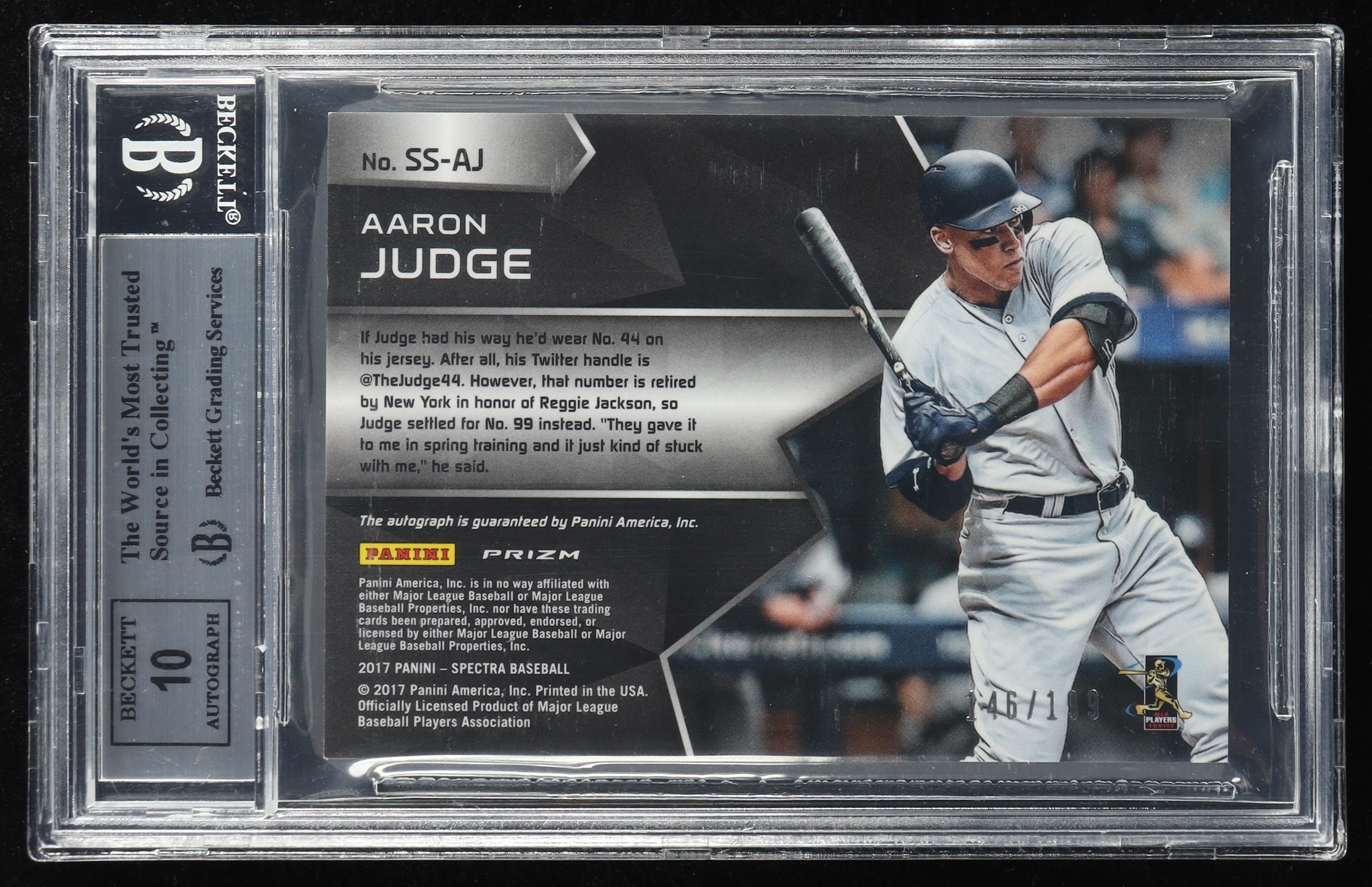 Aaron Judge 2017 Panini Spectra Signatures #4 RC #146/199 (BGS 9 | Auto 10) at PristineAuction.com Aaron Judge 2017 Panini Spectra Signatures #4 RC #146/199 (BGS 9 | Auto 10) at PristineAuction.com