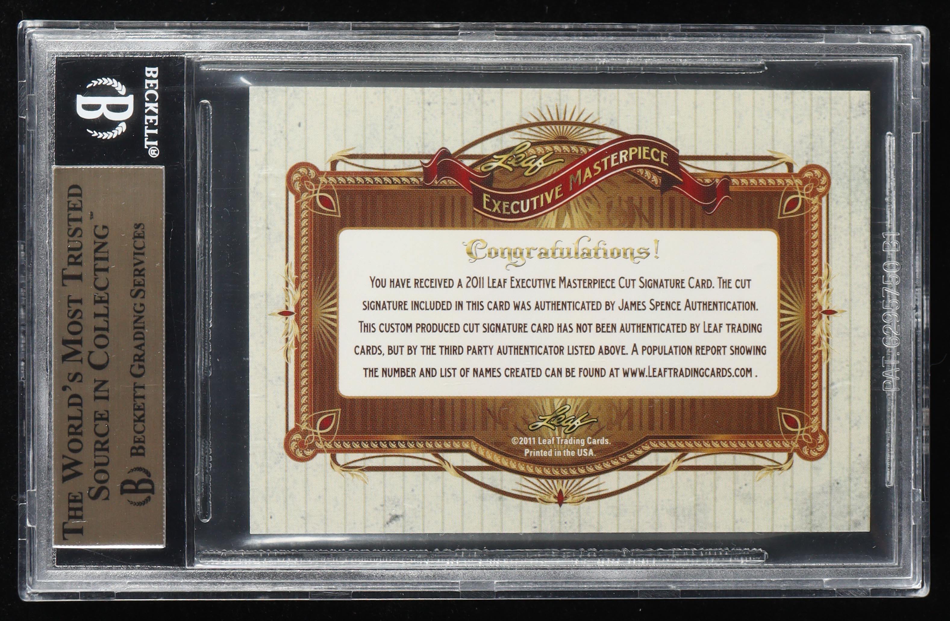 Mickey Mantle 2011 Leaf Cut Signature Executive Collection Masterpiece #NN #1/1 (BGS) at PristineAuction.com Mickey Mantle 2011 Leaf Cut Signature Executive Collection Masterpiece #NN #1/1 (BGS) at PristineAuction.com