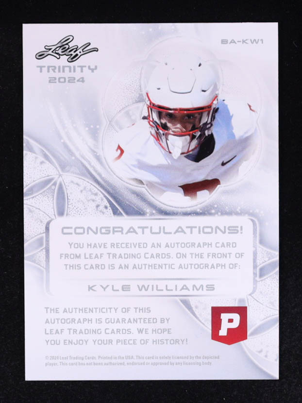Kyle Williams 2024 Leaf Trinity Pristine Auction Autograph #BAKW1 RC at PristineAuction.com Kyle Williams 2024 Leaf Trinity Pristine Auction Autograph #BAKW1 RC at PristineAuction.com