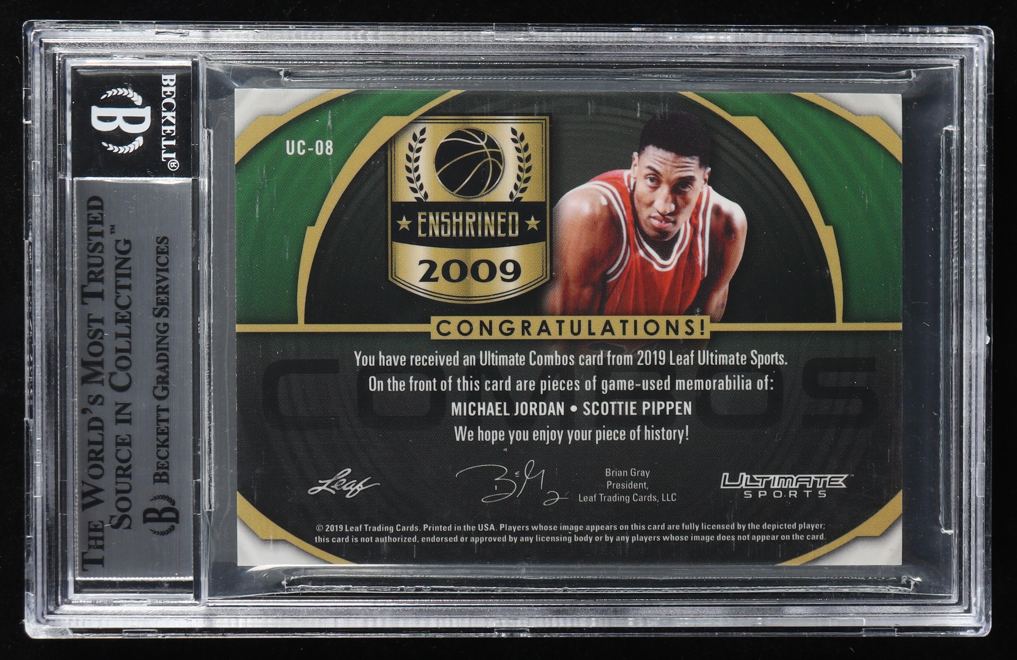 Michael Jordan / Scottie Pippen 2019 Leaf Ultimate Sports Ultimate Combos Materials Silver Spectrum Foil #UC08 #2/2 (BGS 9) at PristineAuction.com Michael Jordan / Scottie Pippen 2019 Leaf Ultimate Sports Ultimate Combos Materials Silver Spectrum Foil #UC08 #2/2 (BGS 9) at PristineAuction.com