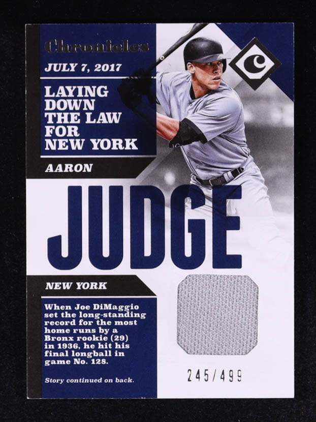 Aaron Judge 2017 Panini Chronicles Swatches #35 #245/499 RC at PristineAuction.com Aaron Judge 2017 Panini Chronicles Swatches #35 #245/499 RC at PristineAuction.com