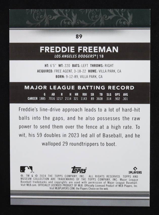 Freddie Freeman 2024 Topps Museum Collection Gold #89 #114/199 at PristineAuction.com Freddie Freeman 2024 Topps Museum Collection Gold #89 #114/199 at PristineAuction.com