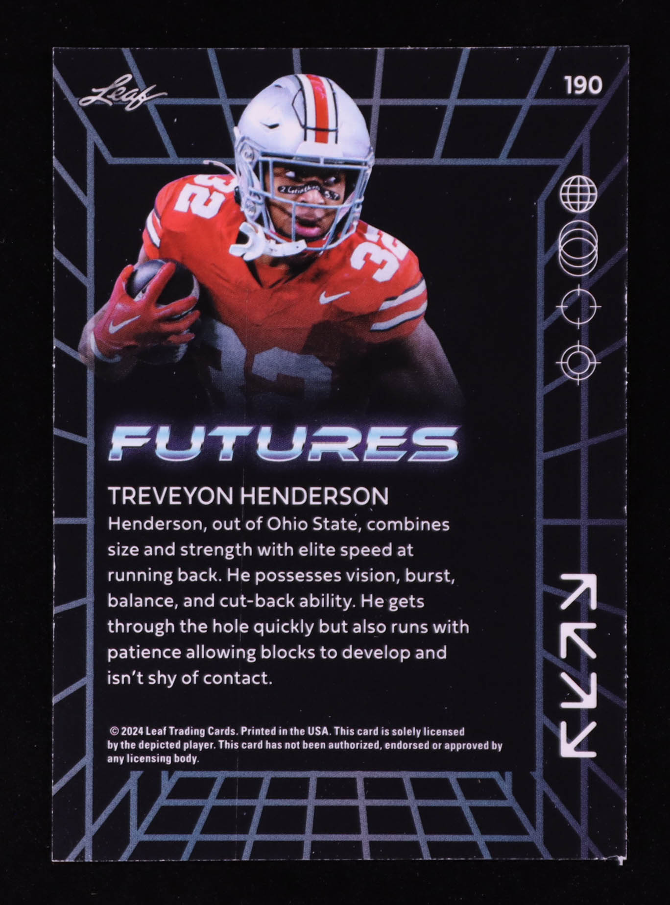 Treveyon Henderson 2024 Leaf Futures Autographs Silver #190 RC #172/199 at PristineAuction.com Treveyon Henderson 2024 Leaf Futures Autographs Silver #190 RC #172/199 at PristineAuction.com