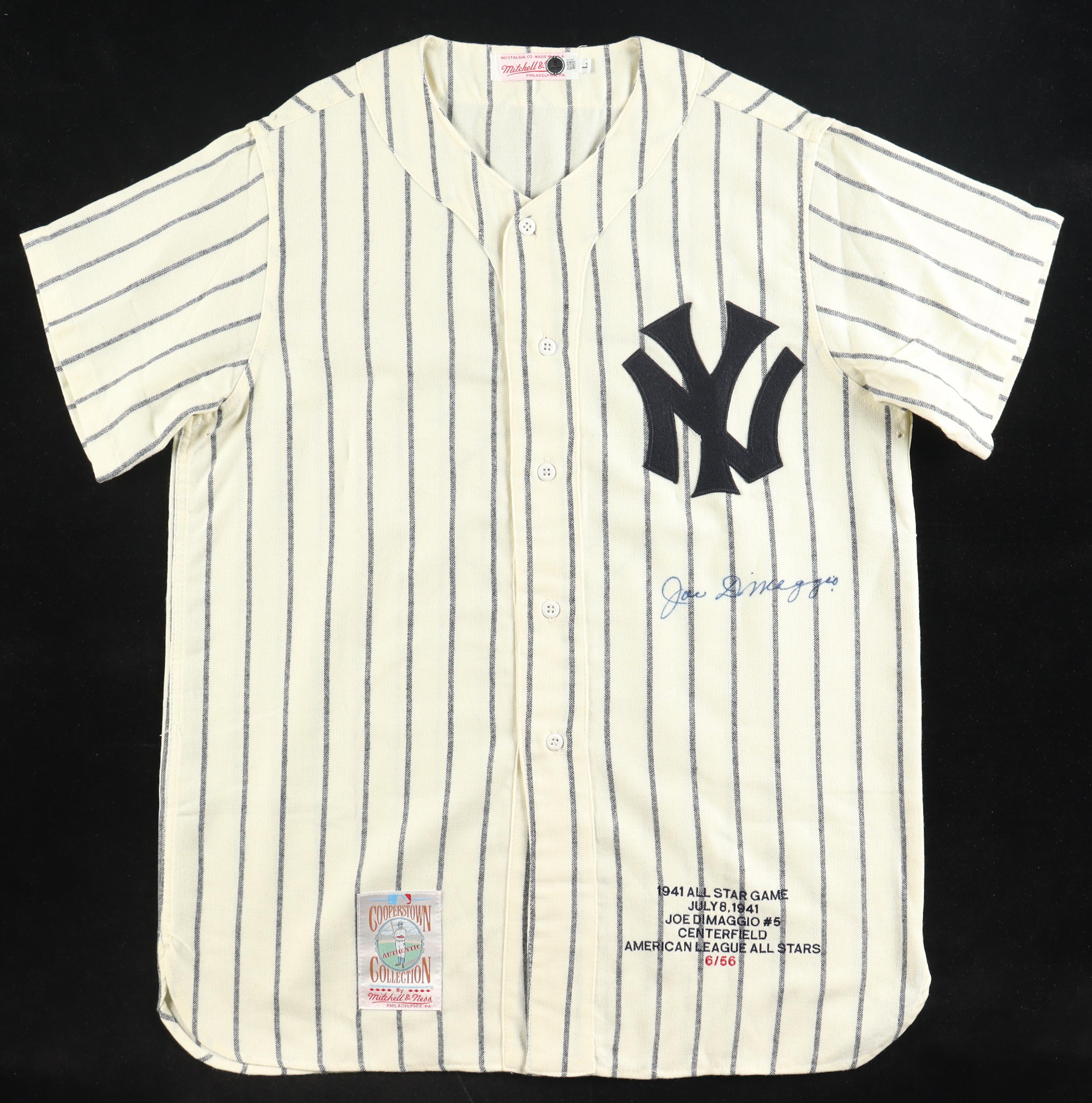 Joe DiMaggio Signed LE Yankees Mitchell & Ness Jersey #6/56 (Beckett) at PristineAuction.com Joe DiMaggio Signed LE Yankees Mitchell & Ness Jersey #6/56 (Beckett) at PristineAuction.com