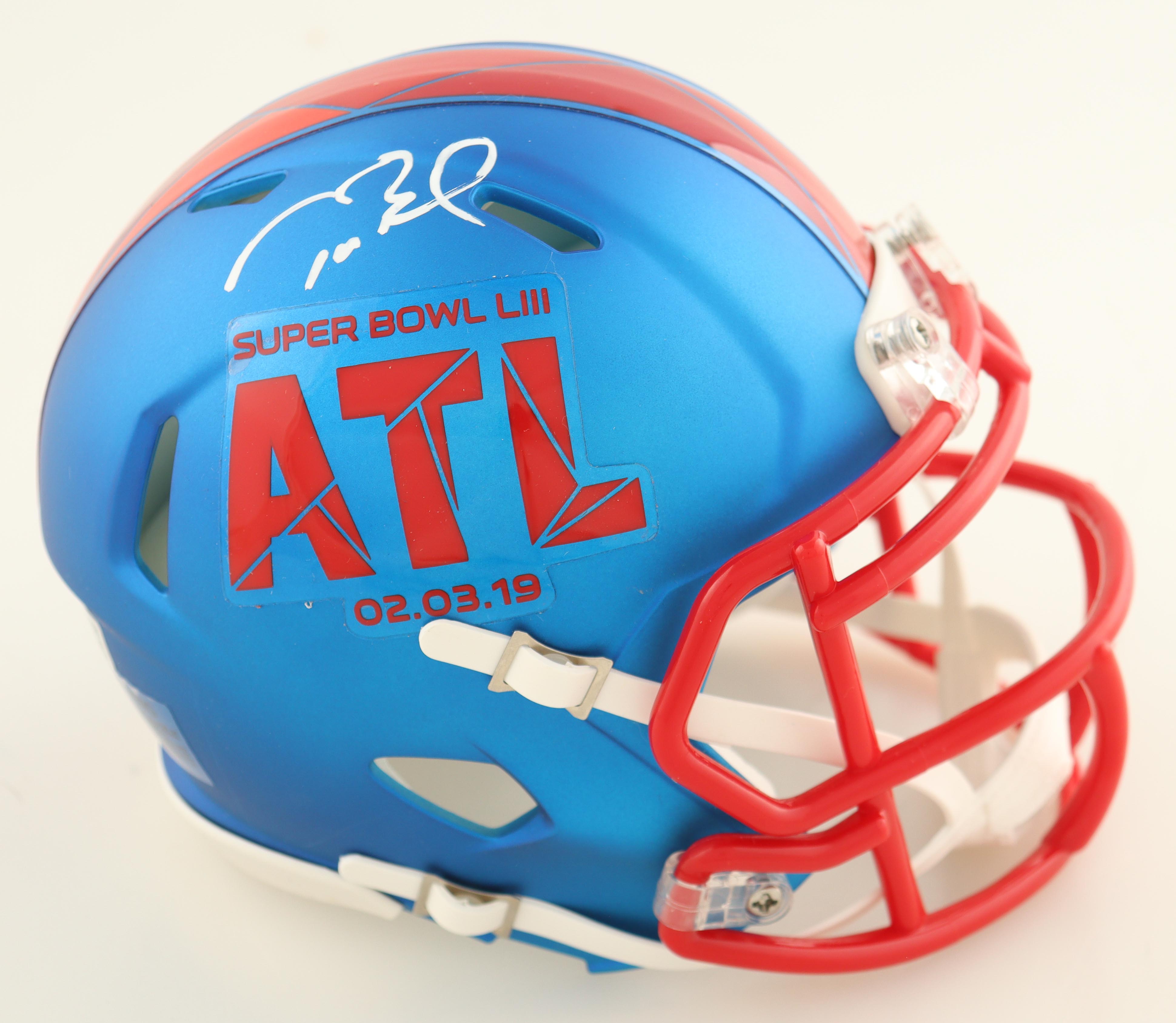 Tom Brady Signed Super Bowl LIII Logo Mini Speed Helmet with Display Case (Fanatics) at PristineAuction.com Tom Brady Signed Super Bowl LIII Logo Mini Speed Helmet with Display Case (Fanatics) at PristineAuction.com