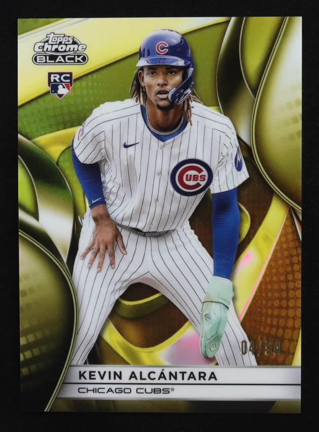 Kevin Alcantara 2025 Topps Chrome Black Gold Refractors #45 #04/50 RC at PristineAuction.com Kevin Alcantara 2025 Topps Chrome Black Gold Refractors #45 #04/50 RC at PristineAuction.com