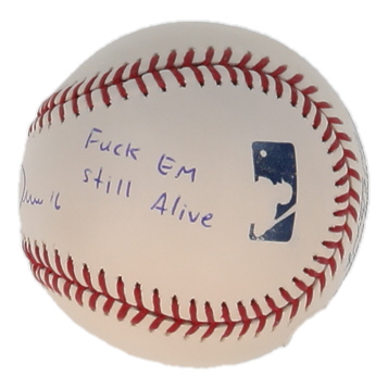 Jarren Duran Signed OML Baseball Inscribed "F*** Em, Still Alive" (Beckett & PSA) at PristineAuction.com Jarren Duran Signed OML Baseball Inscribed "F*** Em, Still Alive" (Beckett & PSA) at PristineAuction.com