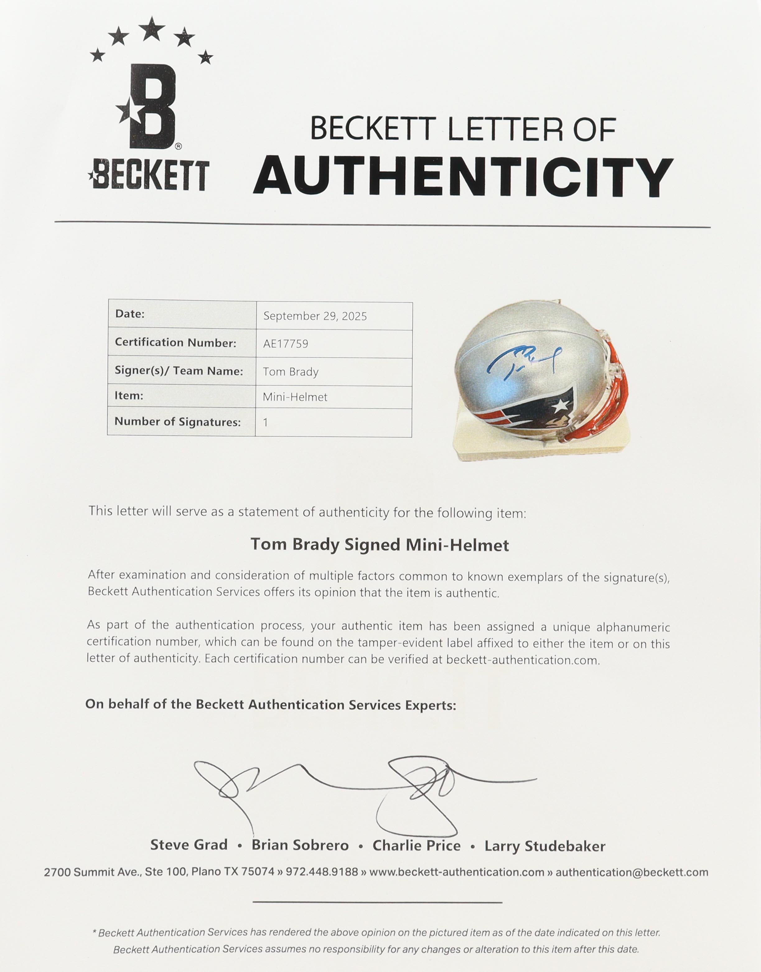 Tom Brady Signed Patriots Mini Helmet (Beckett & Tristar) at PristineAuction.com Tom Brady Signed Patriots Mini Helmet (Beckett & Tristar) at PristineAuction.com