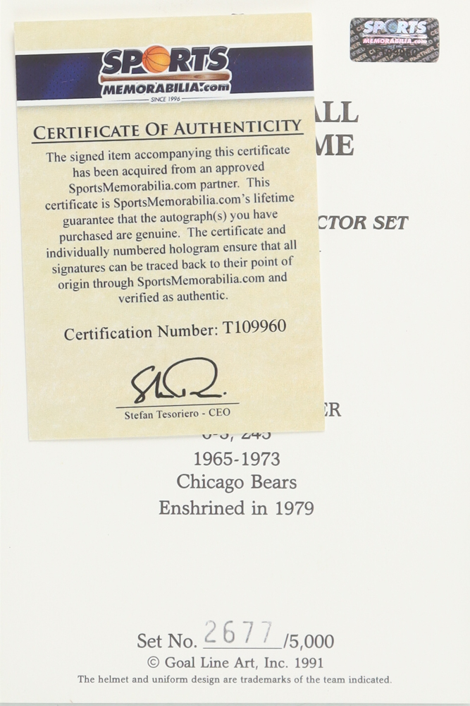 Dick Butkus Signed LE Bears Pro Football Hall of Fame Art Series Football Card Inscribed "HOF 79" (SM) at PristineAuction.com Dick Butkus Signed LE Bears Pro Football Hall of Fame Art Series Football Card Inscribed "HOF 79" (SM) at PristineAuction.com