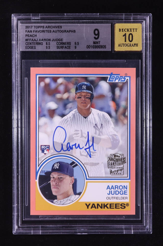 Aaron Judge 2017 Topps Archives Fan Favorites Autographs Peach #FFAAJ RC #30/150 (BGS 9 | Auto 10) at PristineAuction.com Aaron Judge 2017 Topps Archives Fan Favorites Autographs Peach #FFAAJ RC #30/150 (BGS 9 | Auto 10) at PristineAuction.com