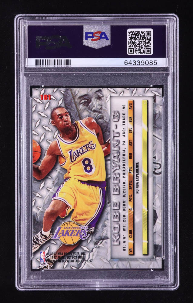 Kobe Bryant 1996 Fleer Metal #181 RC (PSA 10) at PristineAuction.com Kobe Bryant 1996 Fleer Metal #181 RC (PSA 10) at PristineAuction.com