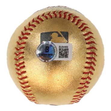 Dustin Pedroia Signed OML Gold Leather Baseball Inscribed "07 AL ROY" (Beckett) at PristineAuction.com Dustin Pedroia Signed OML Gold Leather Baseball Inscribed "07 AL ROY" (Beckett) at PristineAuction.com