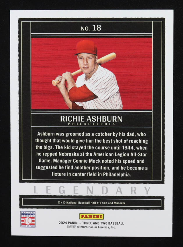 Richie Ashburn 2024 Panini Three and Two Legendary #18 #20/99 at PristineAuction.com Richie Ashburn 2024 Panini Three and Two Legendary #18 #20/99 at PristineAuction.com
