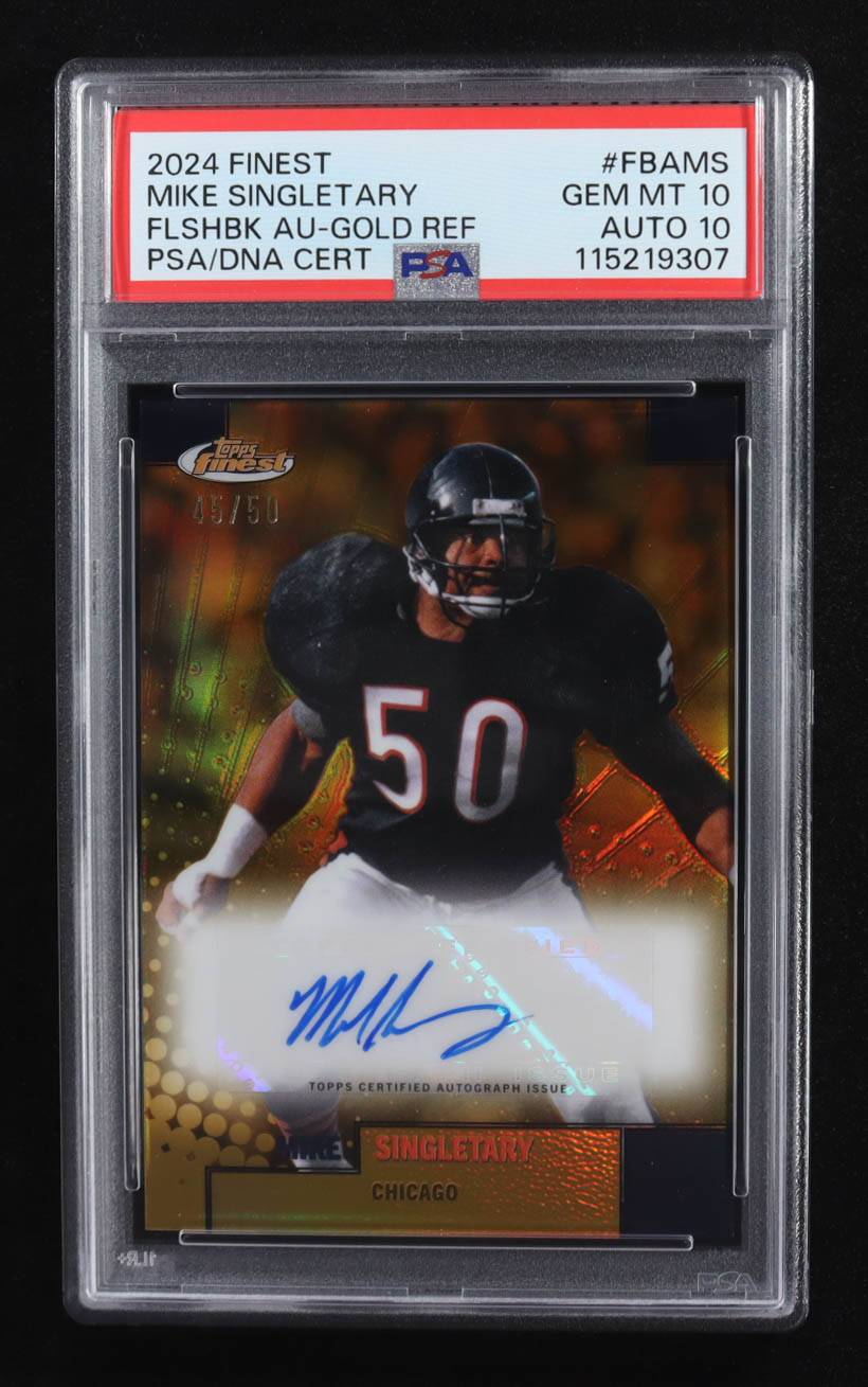 Mike Singletary 2024 Finest Flashback Autographs Gold Refractors #FBAMS #45/50 (PSA 10 | Auto 10) at PristineAuction.com Mike Singletary 2024 Finest Flashback Autographs Gold Refractors #FBAMS #45/50 (PSA 10 | Auto 10) at PristineAuction.com