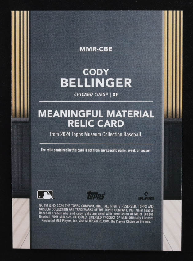 Cody Bellinger 2024 Topps Museum Collection Meaningful Material Relics Copper #MMRCBE #13/49 at PristineAuction.com Cody Bellinger 2024 Topps Museum Collection Meaningful Material Relics Copper #MMRCBE #13/49 at PristineAuction.com
