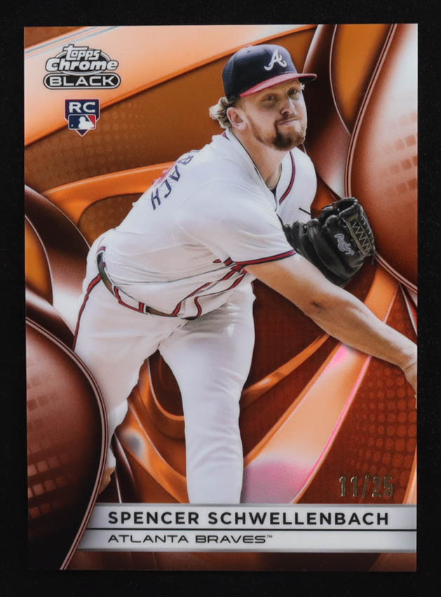 Spencer Schwellenbach 2025 Topps Chrome Black Orange Refractors #54 #11/25 RC at PristineAuction.com Spencer Schwellenbach 2025 Topps Chrome Black Orange Refractors #54 #11/25 RC at PristineAuction.com
