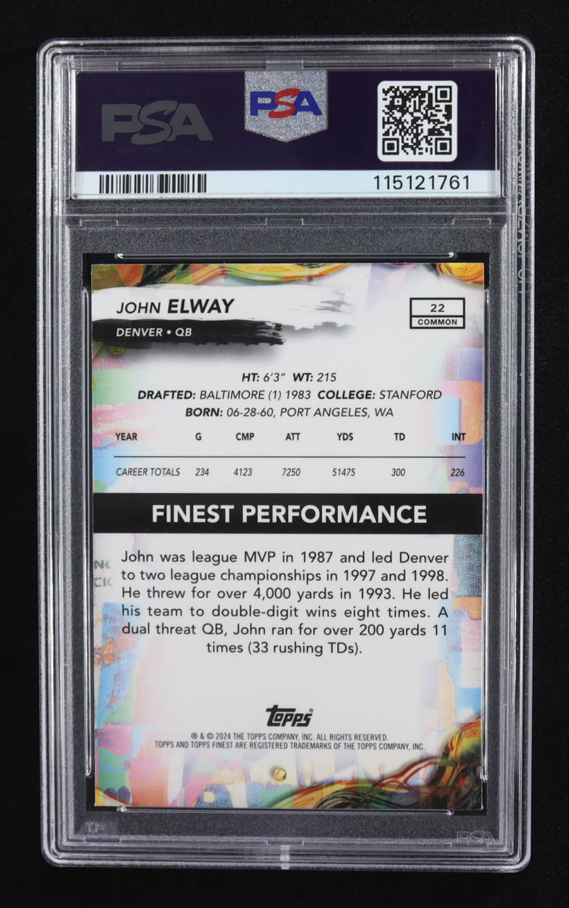 John Elway 2024 Finest Blue Geometric Refractors #22 #24/99 (PSA 9) at PristineAuction.com John Elway 2024 Finest Blue Geometric Refractors #22 #24/99 (PSA 9) at PristineAuction.com