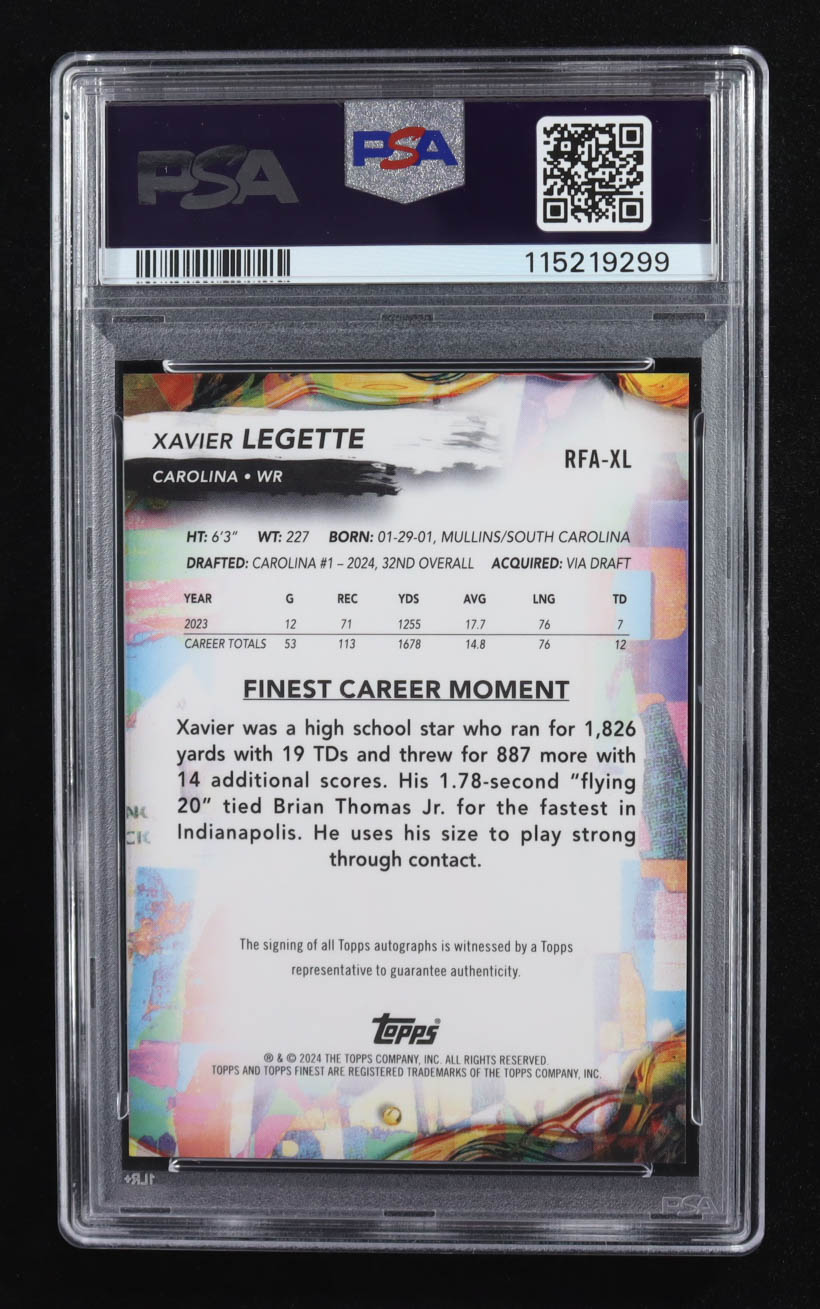 Xavier Legette 2024 Finest Rookie Autographs #RFAXL RC (PSA 9 | Auto 10) at PristineAuction.com Xavier Legette 2024 Finest Rookie Autographs #RFAXL RC (PSA 9 | Auto 10) at PristineAuction.com