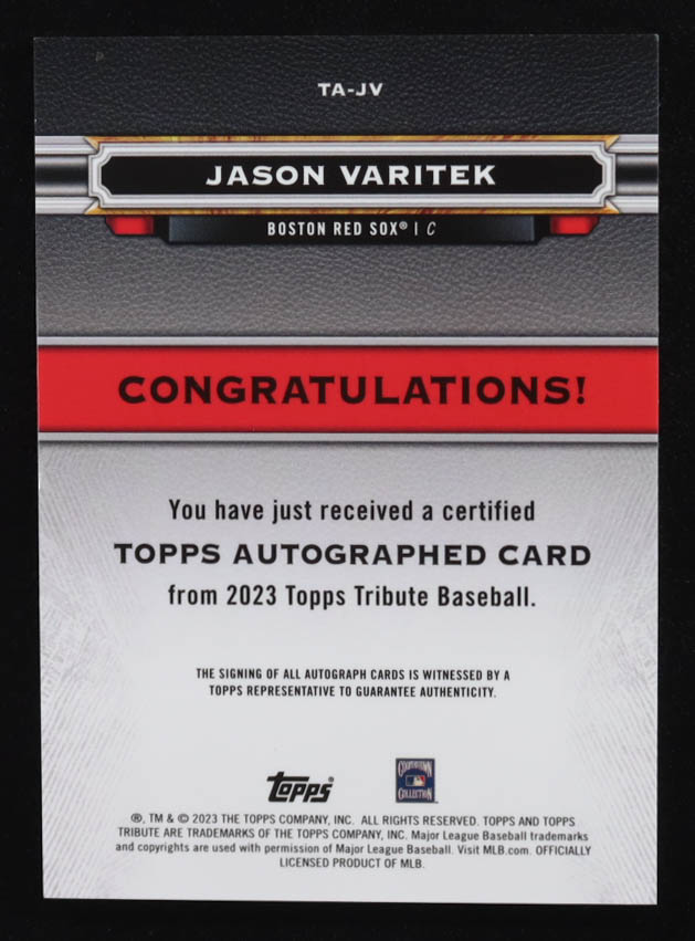 Jason Varitek 2023 Topps Tribute Autographs Green #TAJV #39/99 at PristineAuction.com Jason Varitek 2023 Topps Tribute Autographs Green #TAJV #39/99 at PristineAuction.com