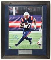 Damien Harris Signed Patriots Custom Framed Photo Display (New England) at PristineAuction.com