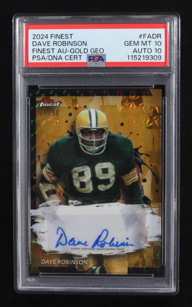 Dave Robinson 2024 Finest Autographs Gold Geometric Refractors #FADR #03/50 (PSA 10 | Auto 10) at PristineAuction.com Dave Robinson 2024 Finest Autographs Gold Geometric Refractors #FADR #03/50 (PSA 10 | Auto 10) at PristineAuction.com