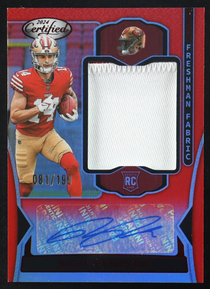 Ricky Pearsall 2024 Certified Freshman Fabric Mirror Signatures Red #9 RC #081/199