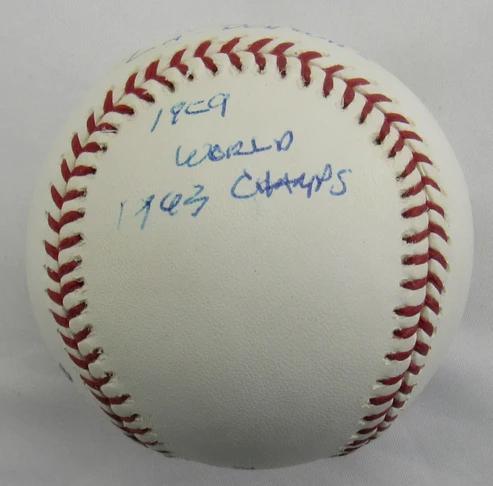 Ed Roebuck Signed ONL Baseball Inscribed "LA Dodgers" & "1959 1963 World Champs" (PSA) at PristineAuction.com Ed Roebuck Signed ONL Baseball Inscribed "LA Dodgers" & "1959 1963 World Champs" (PSA) at PristineAuction.com