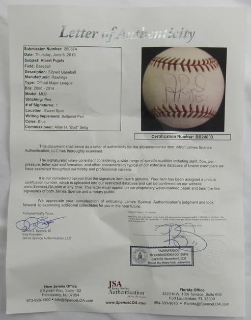 Albert Pujols Signed OML Baseball (JSA) at PristineAuction.com Albert Pujols Signed OML Baseball (JSA) at PristineAuction.com