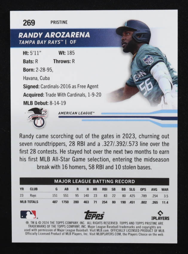 Randy Arozarena 2024 Topps Pristine Gold Pristine Refractors AS #269 #04/50 at PristineAuction.com Randy Arozarena 2024 Topps Pristine Gold Pristine Refractors AS #269 #04/50 at PristineAuction.com