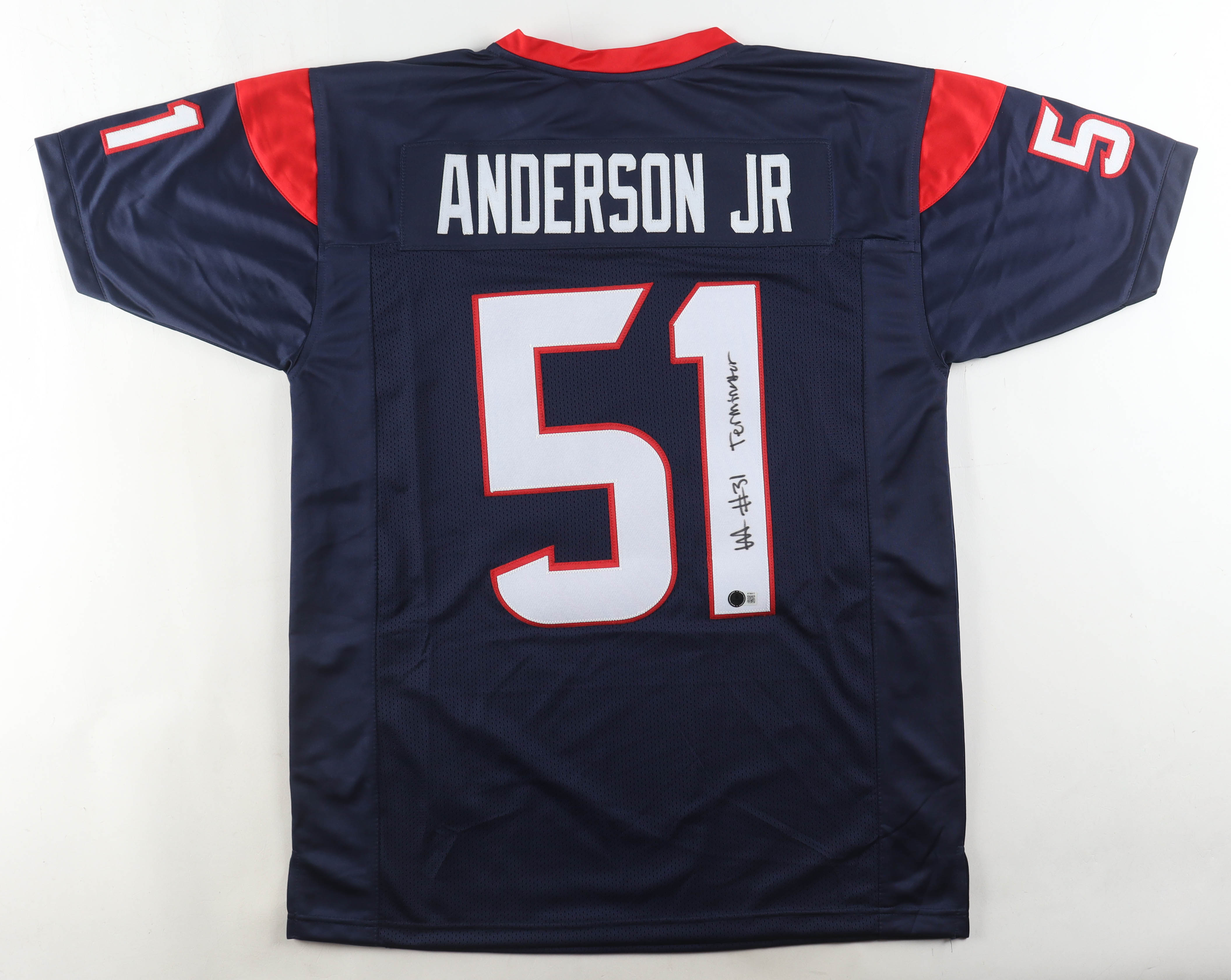 Will Anderson Jr. Signed Jersey Inscribed "Terminator" (Beckett) at PristineAuction.com Will Anderson Jr. Signed Jersey Inscribed "Terminator" (Beckett) at PristineAuction.com