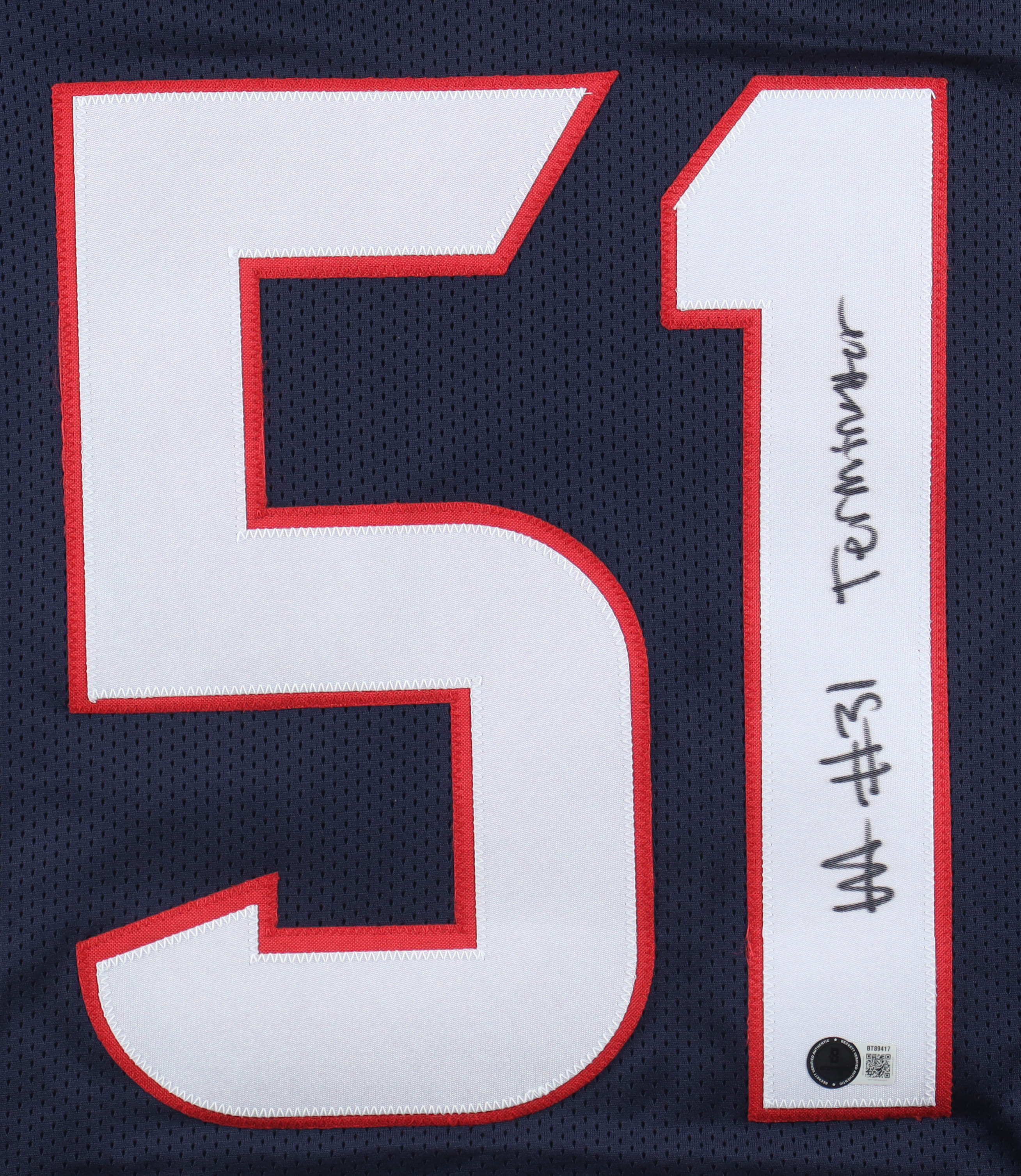 Will Anderson Jr. Signed Jersey Inscribed "Terminator" (Beckett) at PristineAuction.com Will Anderson Jr. Signed Jersey Inscribed "Terminator" (Beckett) at PristineAuction.com