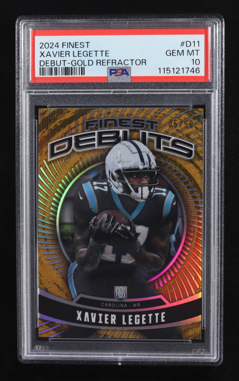 Xavier Legette 2024 Finest Debuts Gold Refractors #D11 #05/50 RC (PSA 10) at PristineAuction.com Xavier Legette 2024 Finest Debuts Gold Refractors #D11 #05/50 RC (PSA 10) at PristineAuction.com