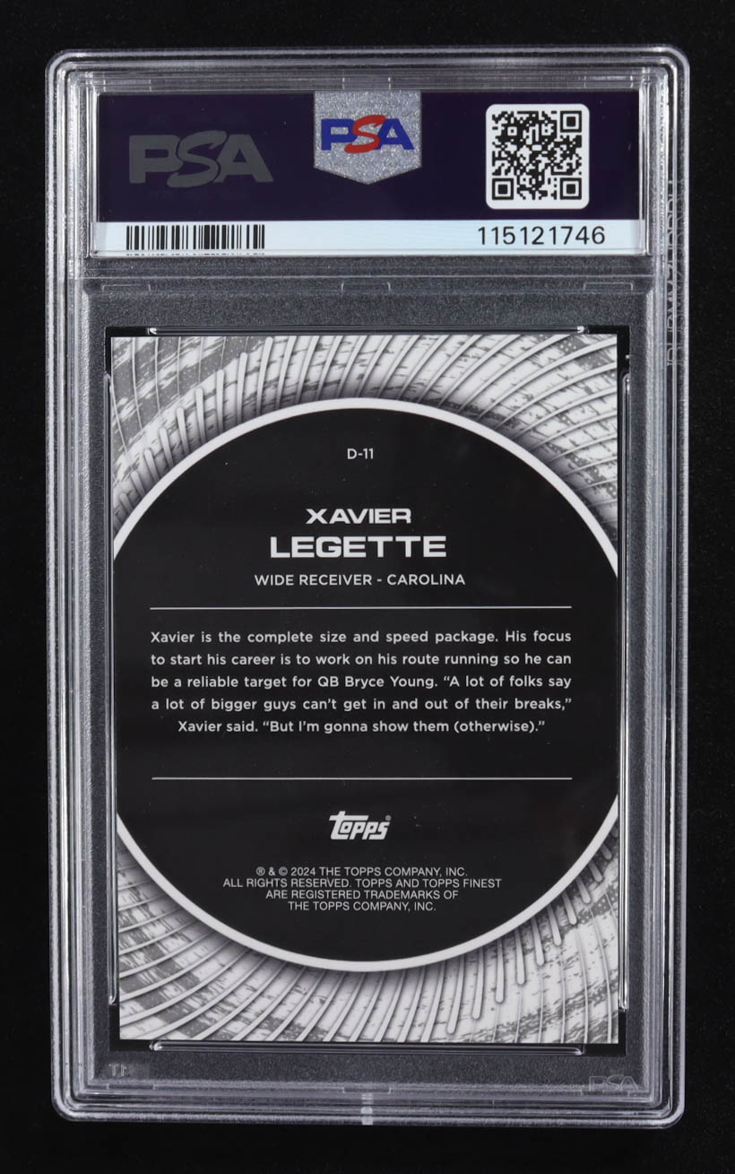 Xavier Legette 2024 Finest Debuts Gold Refractors #D11 #05/50 RC (PSA 10) at PristineAuction.com Xavier Legette 2024 Finest Debuts Gold Refractors #D11 #05/50 RC (PSA 10) at PristineAuction.com