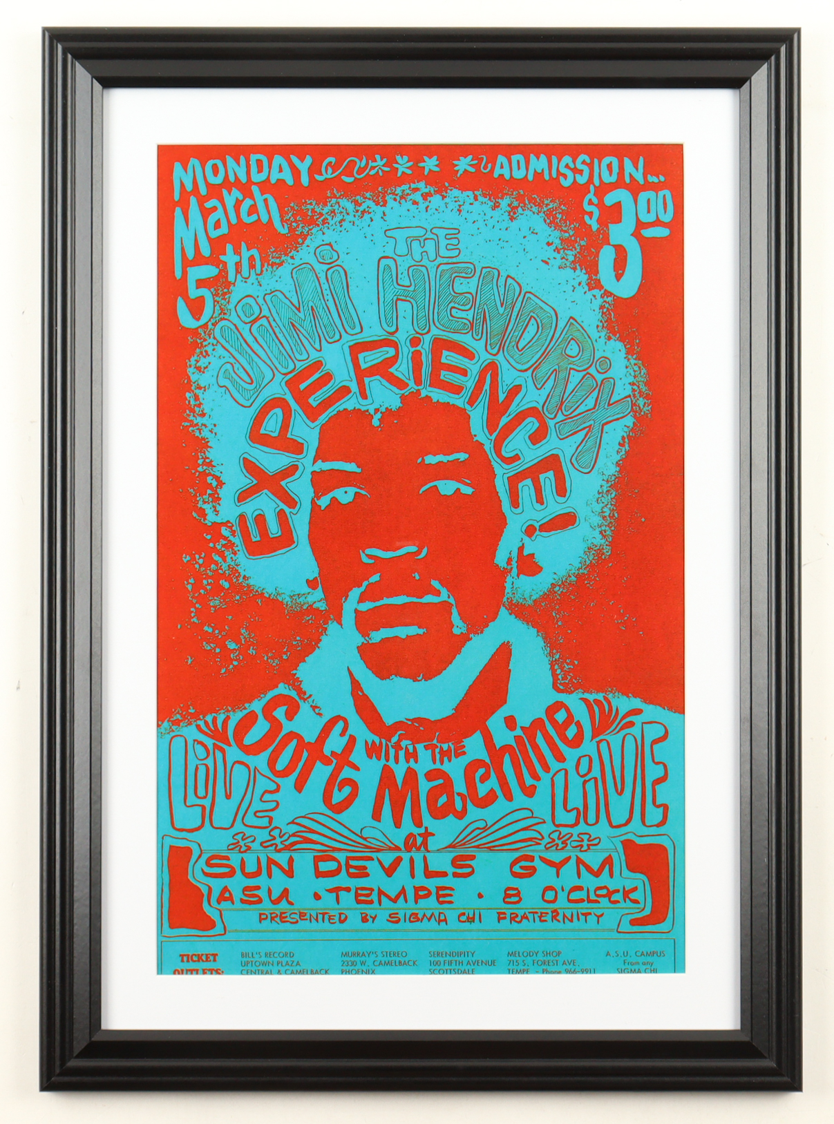 1968 Jimi Hendrix Custom Framed Concert Poster at PristineAuction.com 1968 Jimi Hendrix Custom Framed Concert Poster at PristineAuction.com