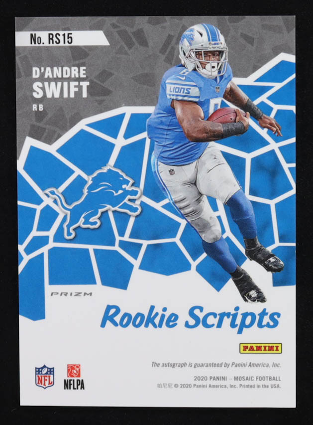 D'Andre Swift 2020 Panini Mosaic Rookie Scripts #15 RC at PristineAuction.com D'Andre Swift 2020 Panini Mosaic Rookie Scripts #15 RC at PristineAuction.com