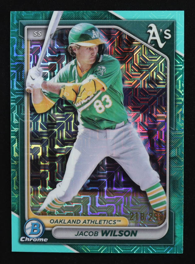 Jacob Wilson 2024 Bowman Chrome Mega Box Prospects #BCP205 RC at PristineAuction.com Jacob Wilson 2024 Bowman Chrome Mega Box Prospects #BCP205 RC at PristineAuction.com