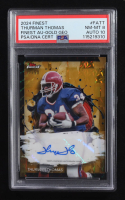 Thurman Thomas 2024 Finest Autographs Gold Geometric Refractors #FATT #37/50 (PSA 8 | Auto 10) at PristineAuction.com