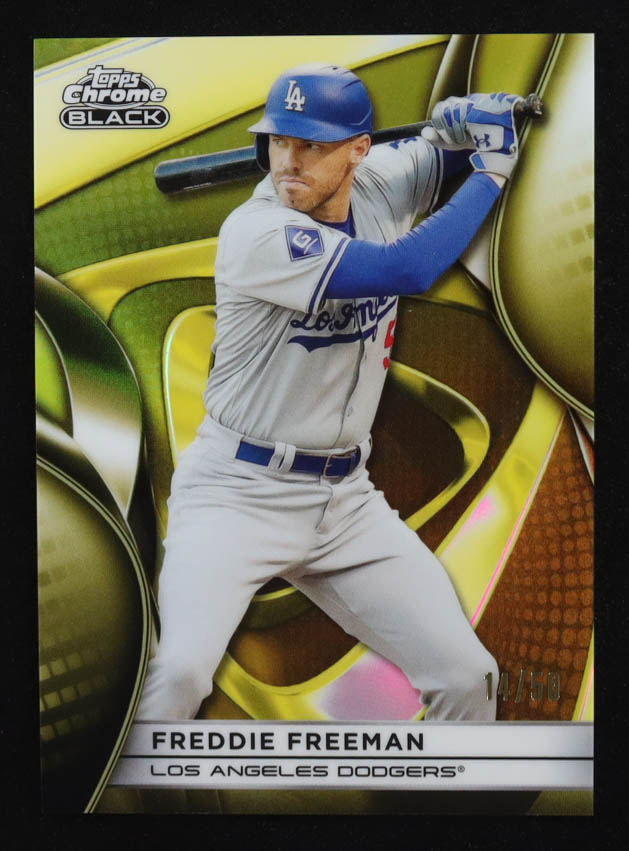 Freddie Freeman 2025 Topps Chrome Black Gold Refractors #20 #14/50 at PristineAuction.com Freddie Freeman 2025 Topps Chrome Black Gold Refractors #20 #14/50 at PristineAuction.com