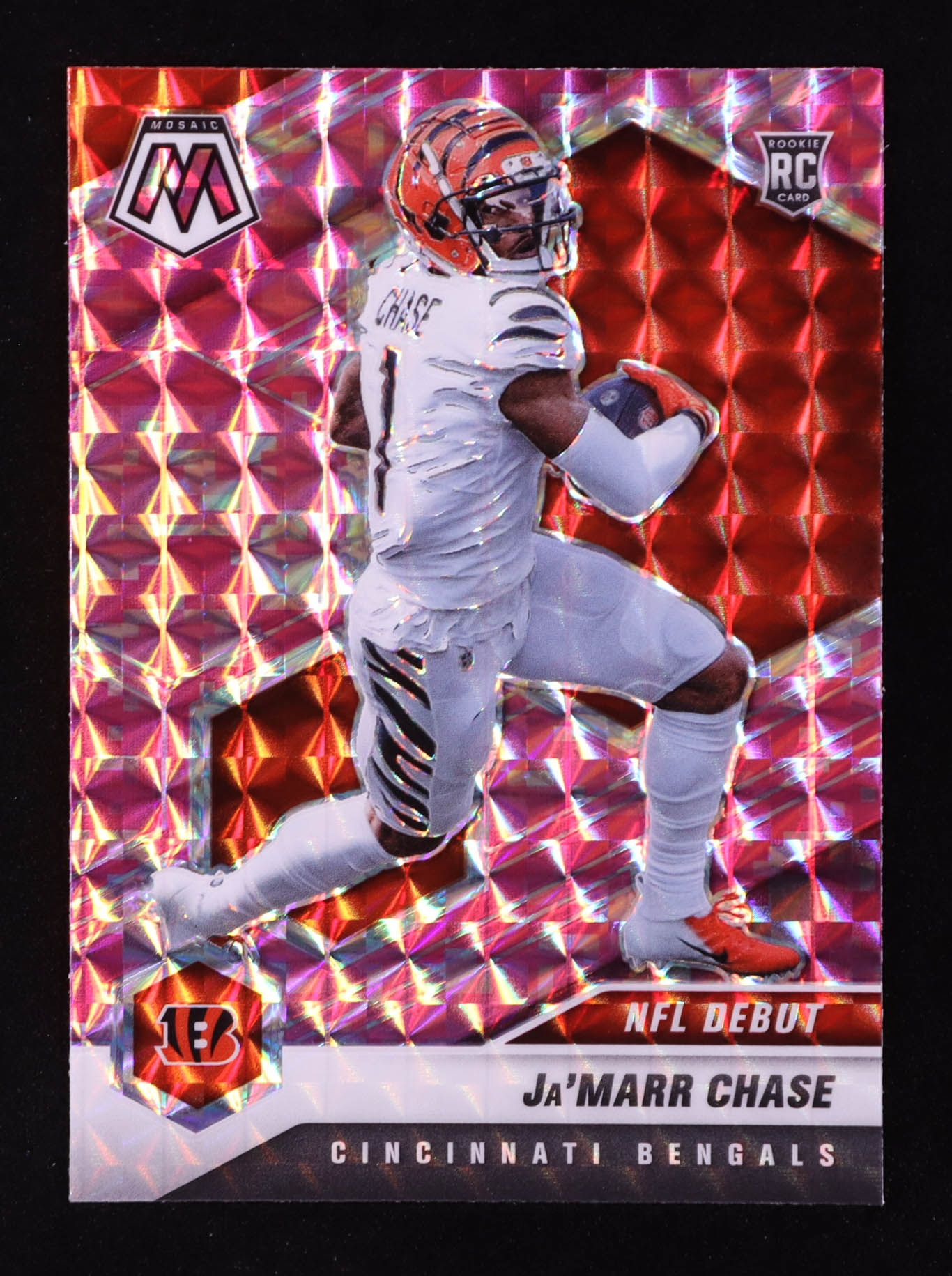Ja'Marr Chase 2021 Panini Mosaic Mosaic Camo Pink #247 DEB RC at PristineAuction.com Ja'Marr Chase 2021 Panini Mosaic Mosaic Camo Pink #247 DEB RC at PristineAuction.com
