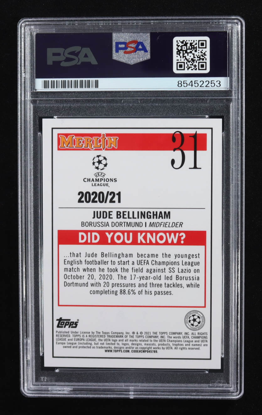 Jude Bellingham Signed 2020-21 Merlin UEFA Champions League #31 RC (PSA Authentic) at PristineAuction.com Jude Bellingham Signed 2020-21 Merlin UEFA Champions League #31 RC (PSA Authentic) at PristineAuction.com