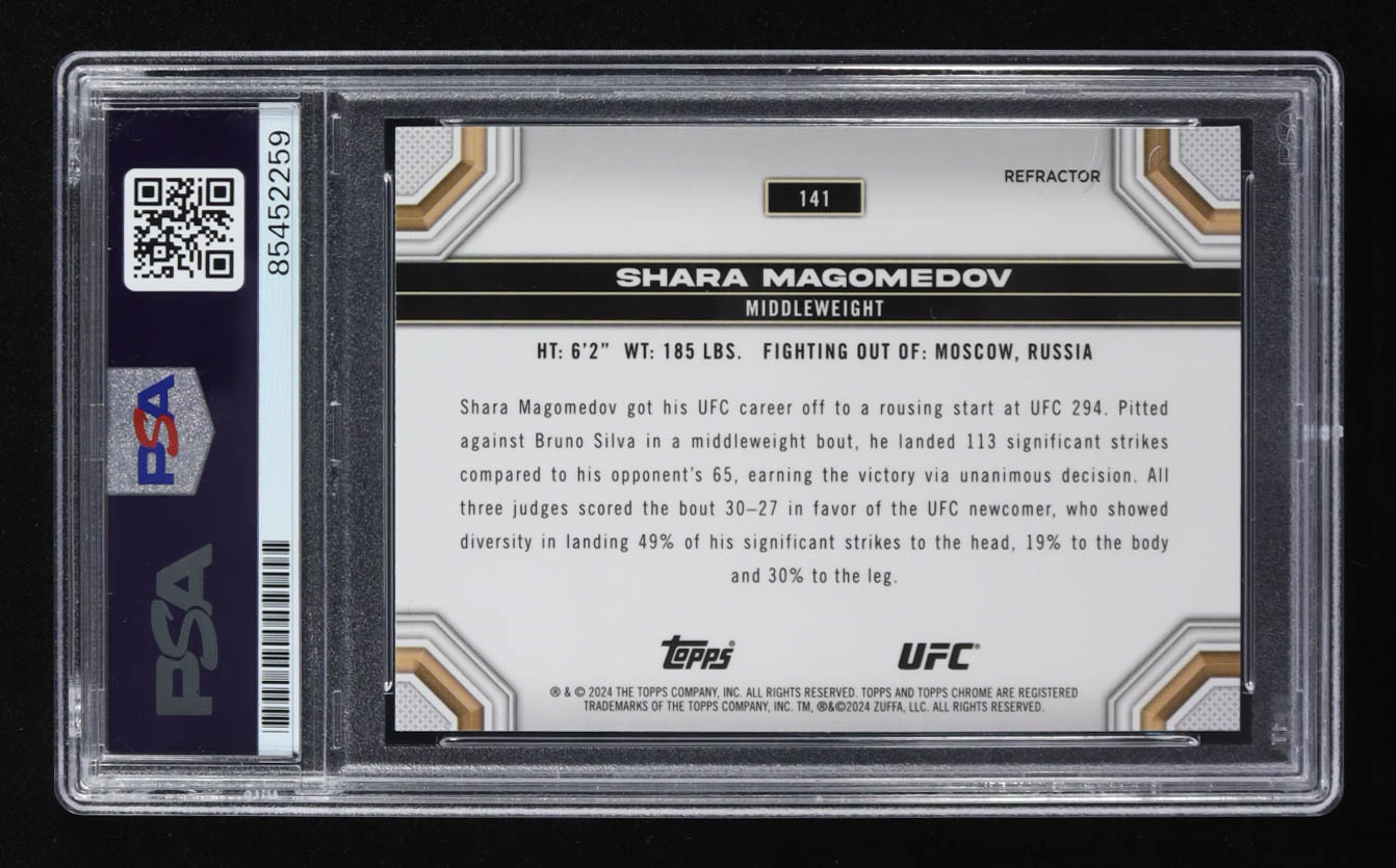 Shara Magomedov Signed 2024 Topps Chrome UFC Refractors #141 RC (PSA Authentic) at PristineAuction.com Shara Magomedov Signed 2024 Topps Chrome UFC Refractors #141 RC (PSA Authentic) at PristineAuction.com