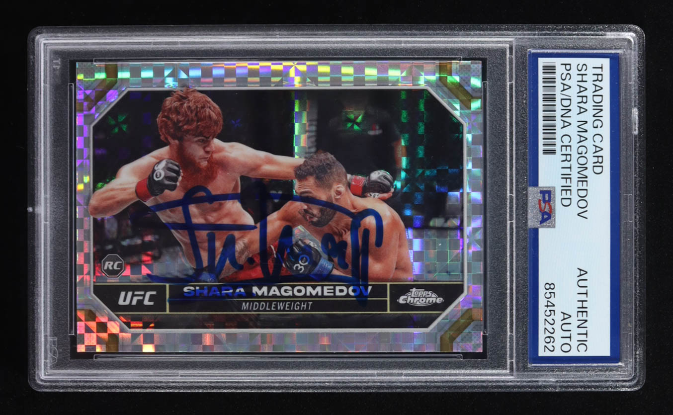 Shara Magomedov Signed 2024 Topps Chrome UFC X-Fractors #141 RC (PSA Authentic) at PristineAuction.com Shara Magomedov Signed 2024 Topps Chrome UFC X-Fractors #141 RC (PSA Authentic) at PristineAuction.com
